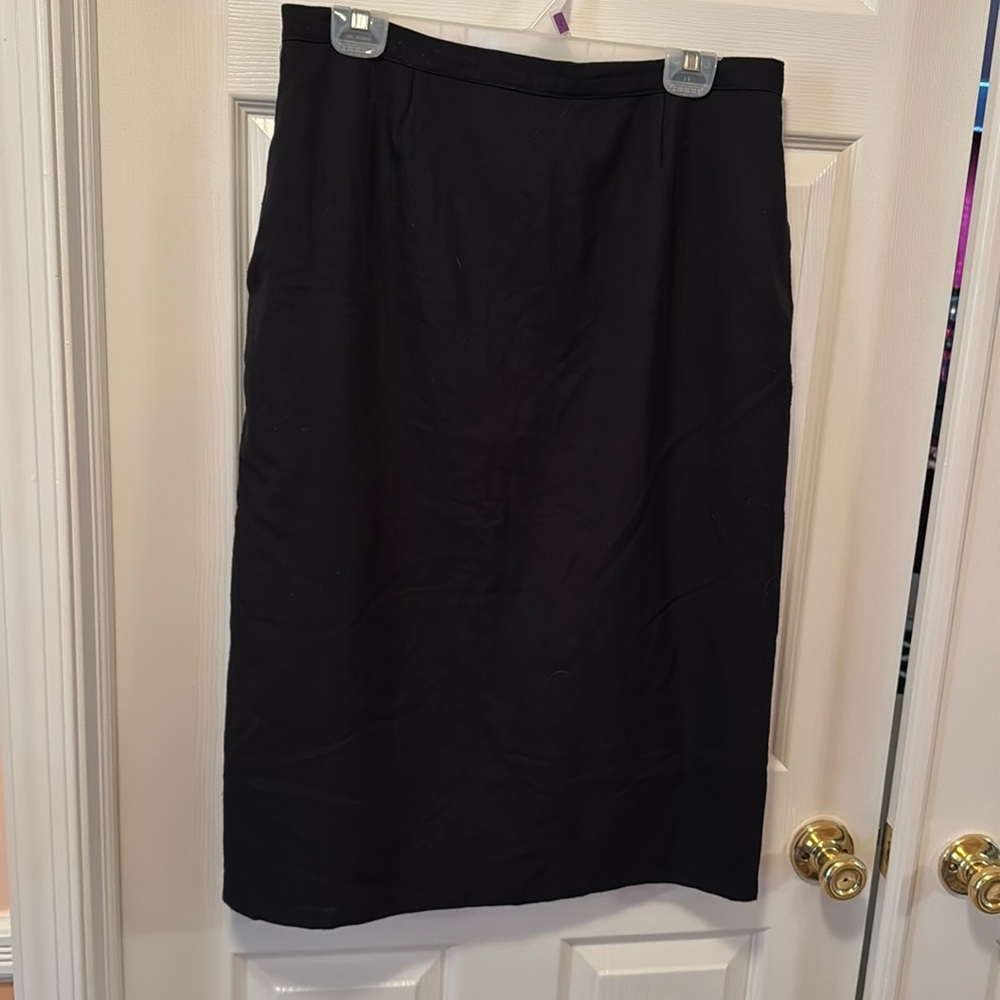 black linen look midi skirt
